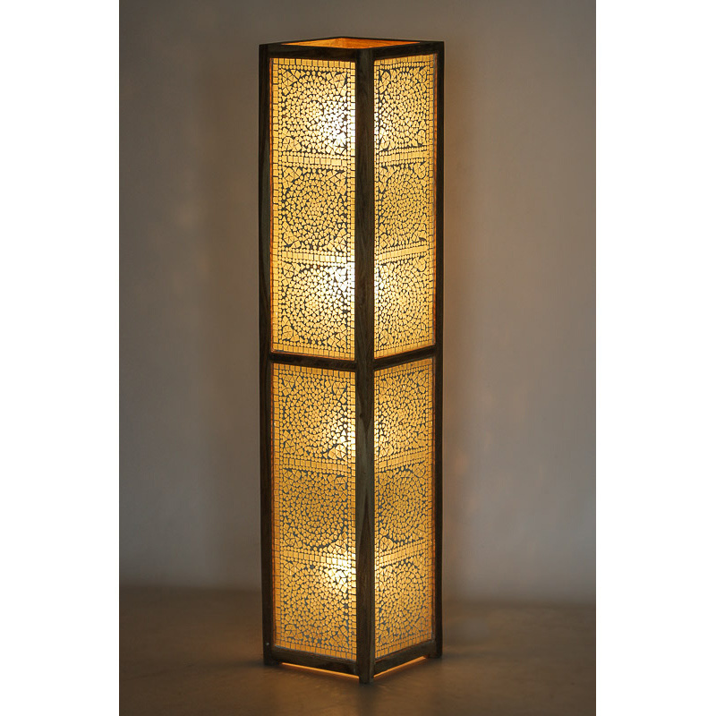 vloerlamp mozaïek transparant / hout unfinished 120 cm