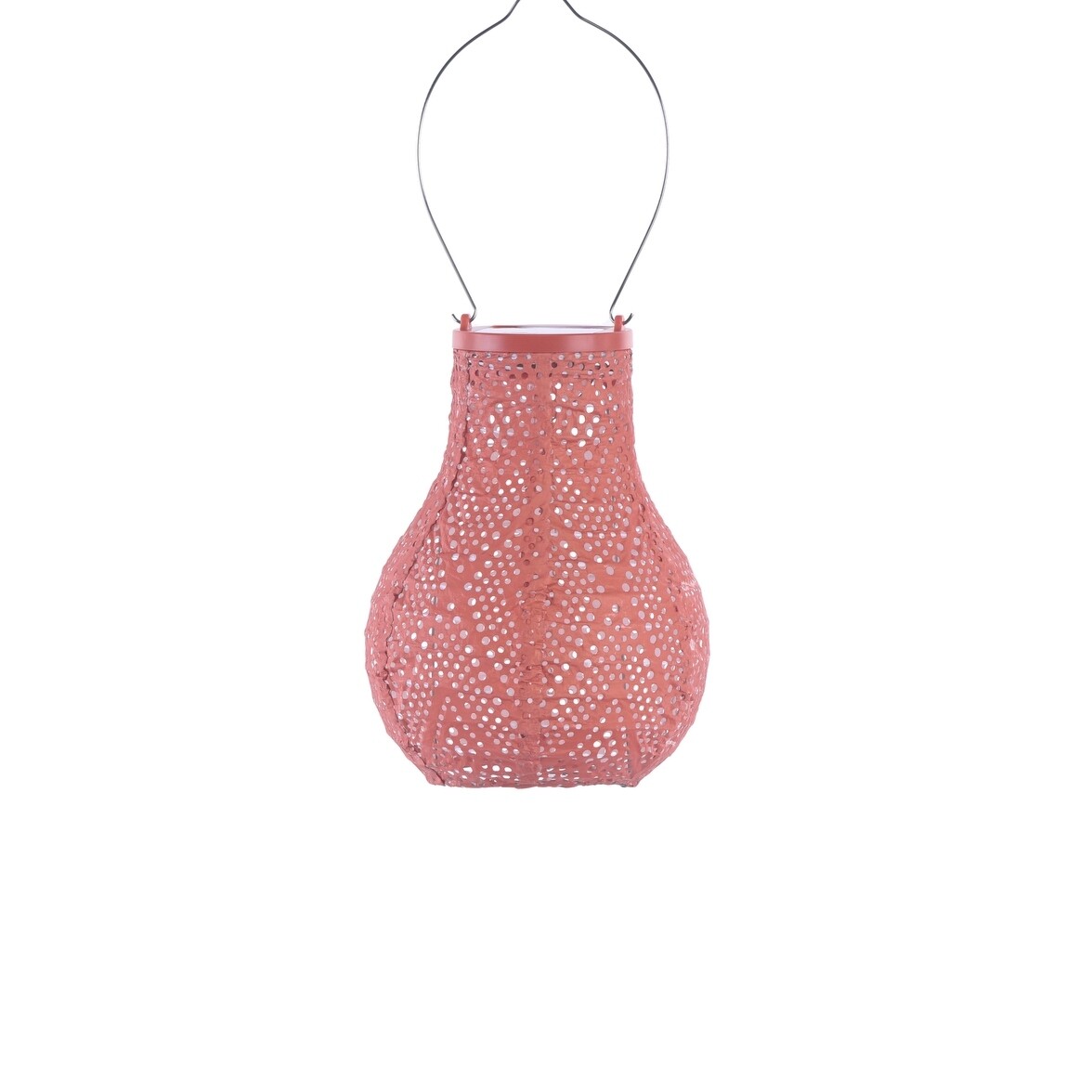 solar lampion met filigrain effect - buitenlamp - Bulb 16 ikat  - zalm tint orange pink