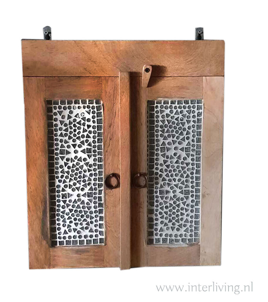 kastje onbehandeld massief hout met transparant mozaiek