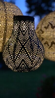 solar lampion met filigrain effect - buitenlamp - Bulb 16 Ikat - Groen