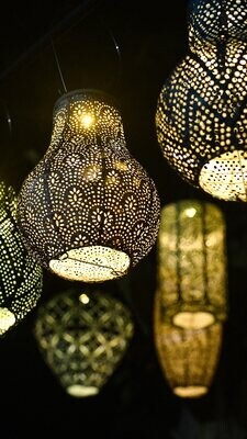 solar lampion met filigrain effect - buitenlamp - Bulb 16 occult - gold