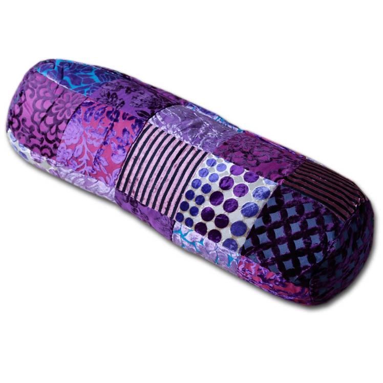armrol paars - velvet patchwork - 65 x 23 cm