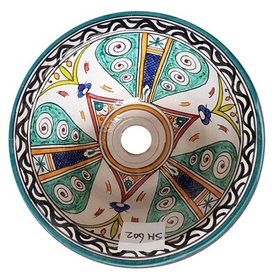 Marokkaanse waskom SM602 - aardewerk (opbouw) wasbak uit Fez - Ø 30 cm