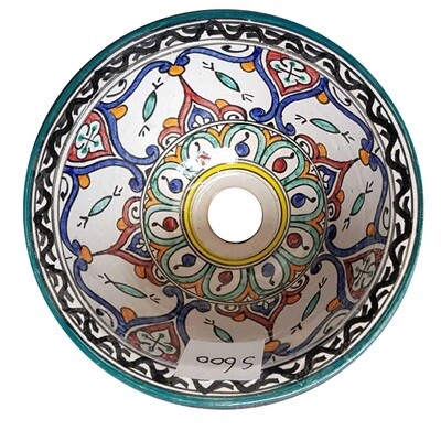 Marokkaanse waskom &quot;S600&quot;- aardewerk (opbouw) wasbak uit Fez - Ø 25 cm