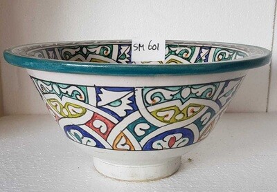 Marokkaanse waskom SM601 - aardewerk (opbouw) wasbak uit Fez - Ø 30 cm