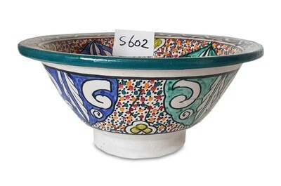 Marokkaanse waskom "S602"- aardewerk (opbouw) wasbak uit Fez - Ø 25 cm