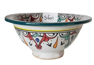 Marokkaanse waskom "S601"- aardewerk (opbouw) wasbak uit Fez - Ø 25 cm