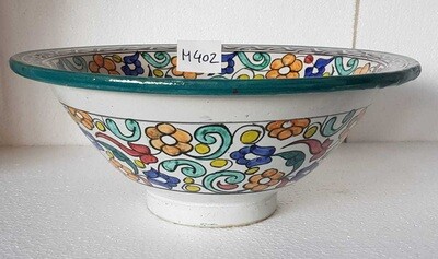 Marokkaanse waskom kleurrijk bloemen patroon - M402 -  aardewerk (opbouw) wasbak uit Fez - Ø 35 cm met gekleurde patronen