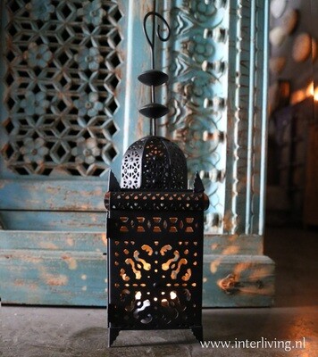 Marokkaanse lantaarn zwart metaal - handgemaakt uit Marrakesh -  small - 40 cm