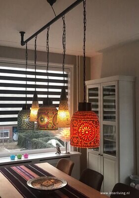 Hanglamp open glasmozaïek turkish design rood oranje