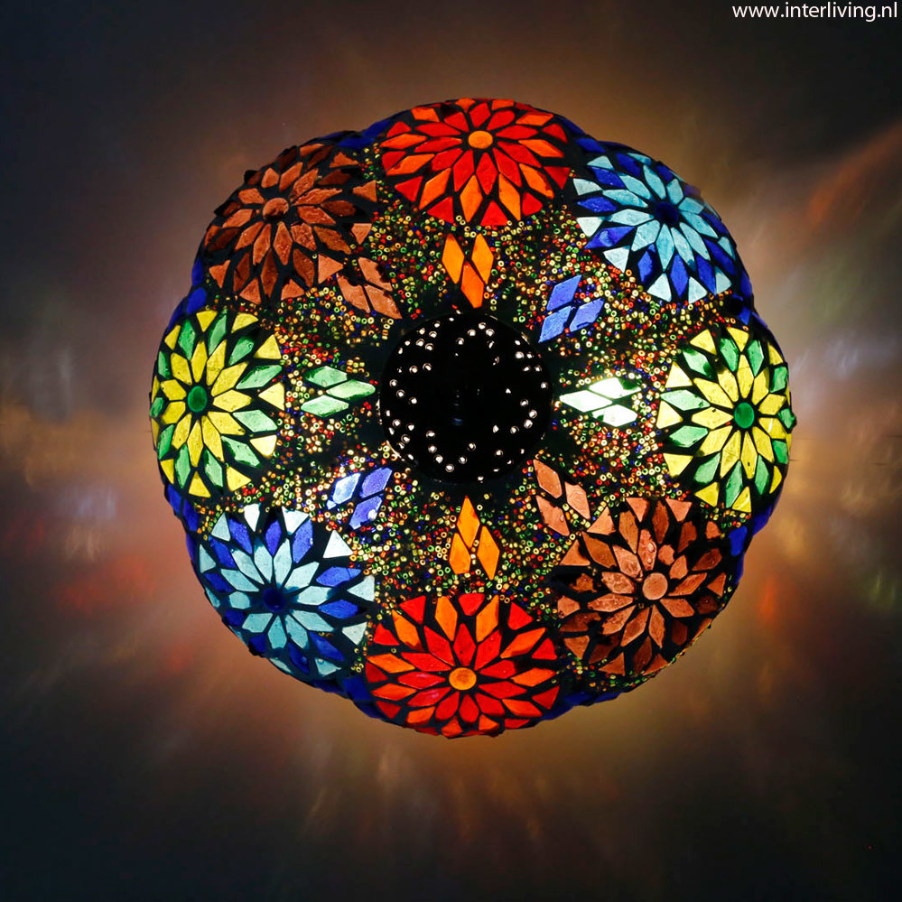 plafonnière mozaïek met kralen 25 cm - multi colour - pompoen model