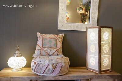vloerlamp kralen &amp; mozaïek transparant / hout unfinished 60 cm