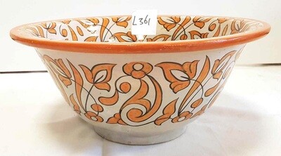 Marokkaanse waskom in oranje kleurstelling  -  L361 - aardewerk (opbouw) wasbak uit Fez - Ø 40 cm