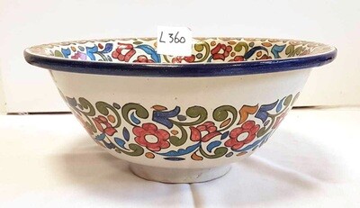 Marokkaanse waskom met bloemen patroon "L360" - aardewerk (opbouw) wasbak uit Fez - Ø 40 cm
