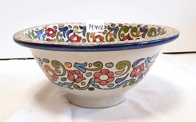 Marokkaanse waskom "Fonteinkom Fez" bloemen motief "M412" - medium model rond - aardewerk (opbouw) wasbak Ø 35 cm