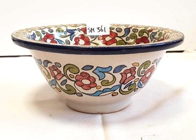 Marokkaanse waskom "Fonteinkom Fez" kleurrijke bloemen - "SM361" - rond model - aardewerk (opbouw) wasbak Ø 30 cm