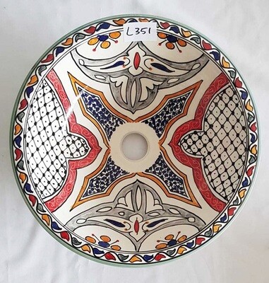 Marokkaanse waskom &quot;Ibiza&quot; - aardewerk (opbouw) wasbak uit Fez - Ø 40 cm