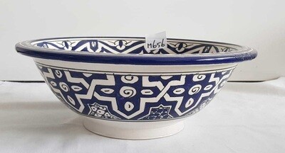 Marokkaanse waskom voor badkamer wastafel - donkerblauw  (nr M656) - aardewerk (opbouw) wasbak uit Fez - Ø 35 cm