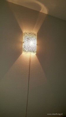 wandlamp mozaïek - transparant - boho muurlampje - neutraal wit glas