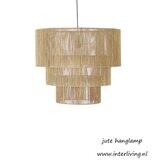 hanglamp XL &quot;Aleina&quot; van drie ronde lagen geweven jute touw - handgemaakt uit India - eco design - beige nude tint - Boho sfeerlamp