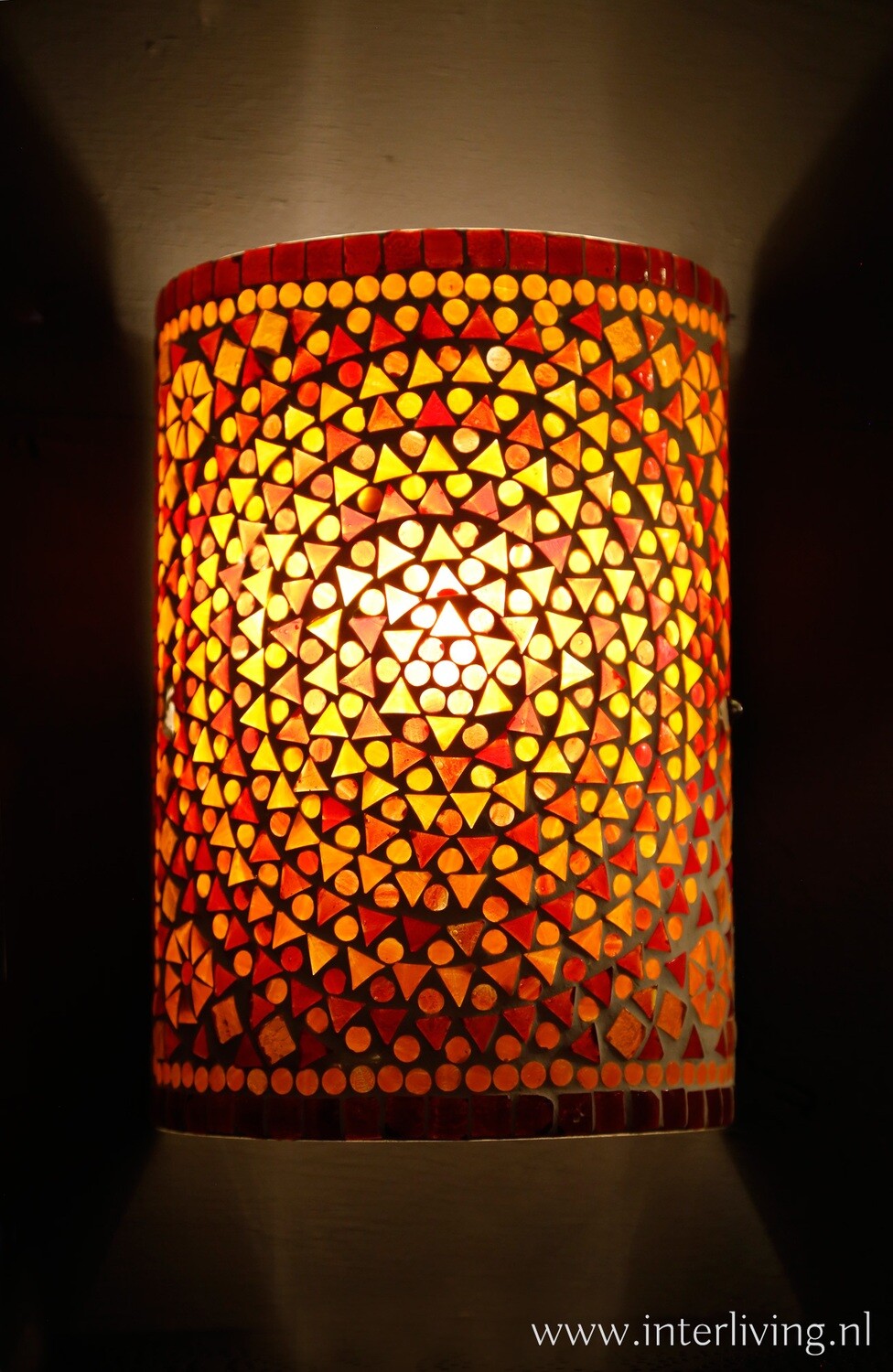 wandlamp mozaïek rood - oranje
