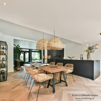 Lampenkap uit Bali van rotan - natural kleur - eco design hanglampen van het merk Orginal Home (Bogor) (set van 3 of los)