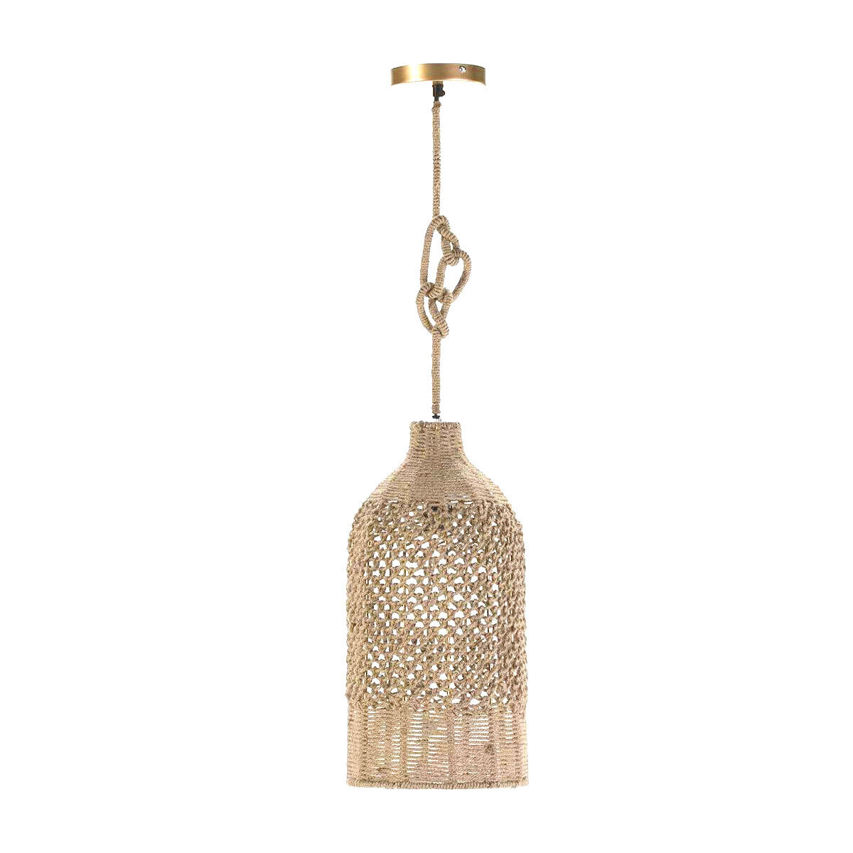 Jute hanglamp uit India - Agalya - eco Ibiza design - langwerpig model
