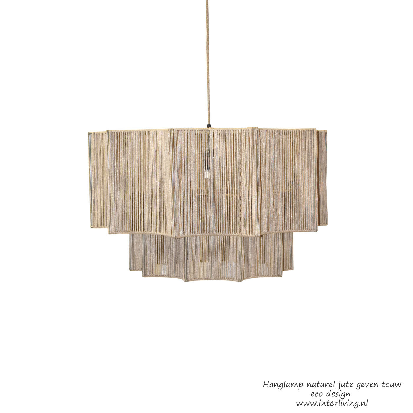 Hanglamp XL "wave" jute - eco golf gelaagde kap - beige nude tinten