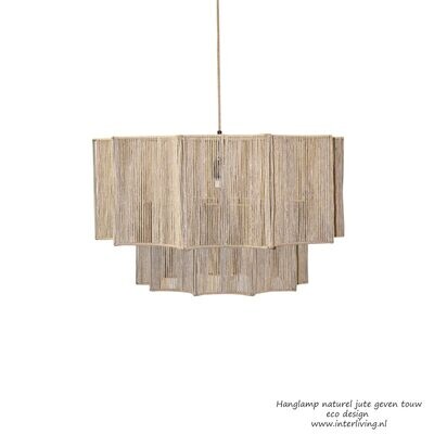 Hanglamp XL Hanglamp XL "wave" jute - eco golf gelaagde kap - beige nude tinten