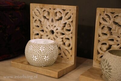 Waxinehouder transparant glasmozaïek met flower design