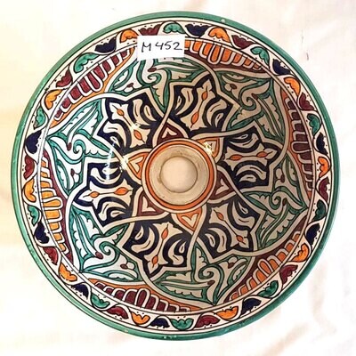 Marokkaanse waskom "M452" - aardewerk (opbouw) wasbak uit Fez - Ø 35 cm