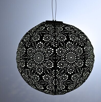 solar lampion met filigrain effect - buitenlamp - Round 20 Spectare - Licht Taupe