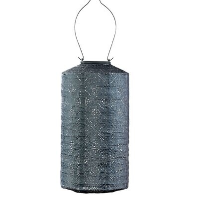 solar lampion met filigrain effect - buitenlamp - Cylinder Topaze - grijs blauw