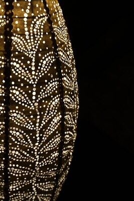 solar lampion met filigrain effect - buitenlamp - Long Oval 20 Folia - licht taupe