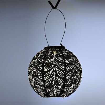 solar lampion met filigrain effect - buitenlamp - Round 30 Folia - Sage groen