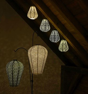 solar lampion met filigrain effect - buitenlamp - Tulip 20 - Topaze Light Taupe