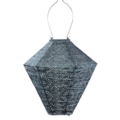 solar lampion met filigrain effect - buitenlamp - Diamond 28 Lace grijs blauw