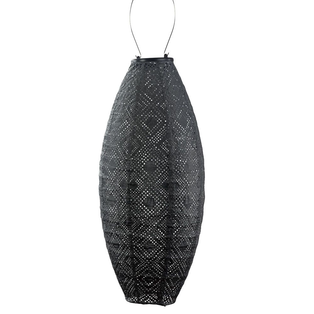 solar lampion met filigrain effect - buitenlamp - Long Oval 20 Mosaic Dark Grey