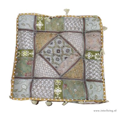 vloerkussen patchwork - groen / bruin