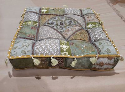 vloerkussen patchwork - groen / bruin