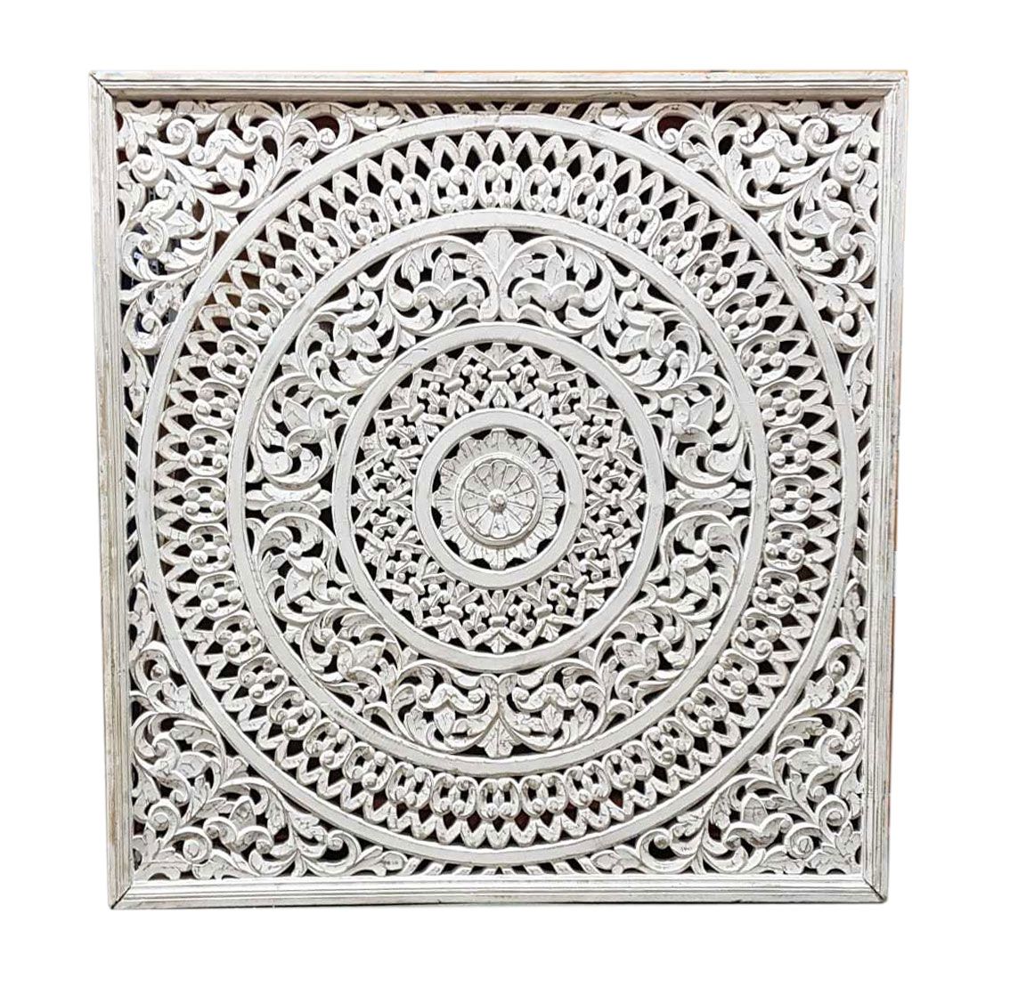 wandpaneel van massief hout - 150x150 cm - vintage white wash