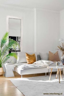 passpiegel Ibiza - transparant glanzend wit mozaiek 160cm x 60cm