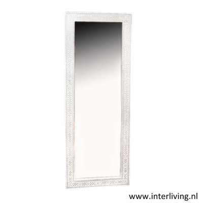 passpiegel Ibiza - transparant glanzend wit mozaiek 160cm x 60cm
