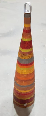 retro lamp jaren '70 - hanglamp met vintage pop kringen patroon in de kleuren rood, oranje mix & wit - kleurrijke steentjes mozaïek patronen - - unieke sfeerverlichting