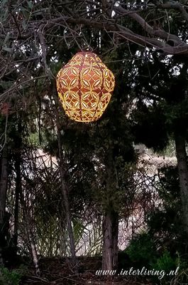 solar lampion met filigrain effect - buitenlamp - Jar 30 Mandela Copper