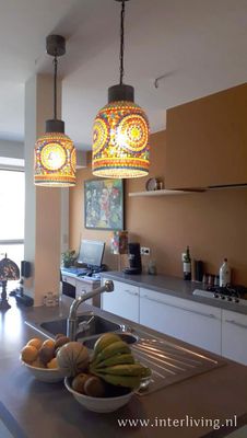 Hanglamp open glasmozaiek Indiaas design multi colour