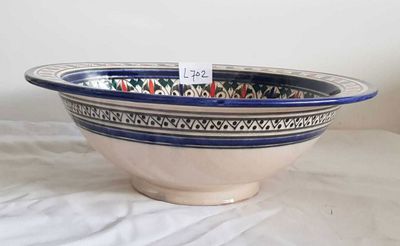 Marokkaanse waskom - kleurrijk - "L702" - aardewerk (opbouw) wasbak uit Fez - Ø 40 cm
