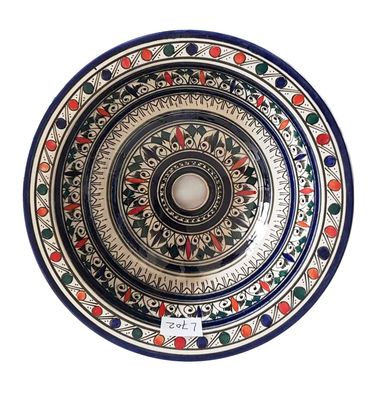 Marokkaanse waskom - kleurrijk -  "L702" - aardewerk (opbouw) wasbak uit Fez - Ø 40 cm