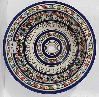 Marokkaanse waskom - kleurrijk -  "L704" - aardewerk (opbouw) wasbak uit Fez - Ø 40 cm