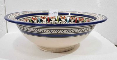 Marokkaanse waskom - kleurrijk - "L704" - aardewerk (opbouw) wasbak uit Fez - Ø 40 cm